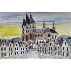 Nikifor KRYNICKI (1895-1968), Pejzaż z Krosna z kościołem