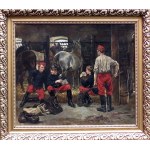 Wojciech KOSSAK (1854-1942), Ułani austriaccy grający w karty, 1885