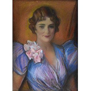 Józef KIDOŃ (1890-1968), Portret kobiety w błękitnej sukni