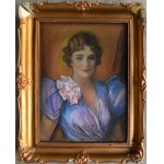 Józef KIDOŃ (1890-1968), Portret kobiety w błękitnej sukni