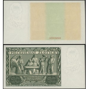 Poland, unfinished printing of 50 zloty banknote, 11.11.1936
