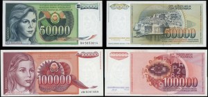 Jugoslávie, sada 4 bankovek, 1988-1992