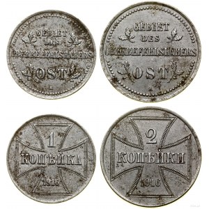 Poland, set: 1 and 2 kopecks, 1916 A, Berlin
