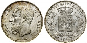 Belgium, 5 francs, 1873, Brussels