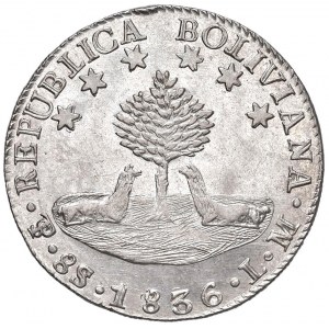 Foreign coins - BOLIVIA Republic 8 Soles 1836 PTS-LM Potosi - KM 97 AG (g ...