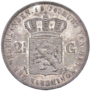Foreign coins - PAESI BASSI Guglielmo III (1849-1890) 2,5 Gulden 1874 - KM 8...