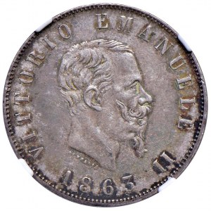 Savoy - Vittorio Emanuele II (1861-1878) 2 Lire 1863 N stemma - Nomi...