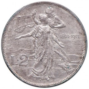 Savoy - Vittorio Emanuele III (1900-1946) 2 Lire 1911 Cinquantenario...