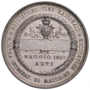 Medale - ASTI - Medal z 1891 roku z okazji wystawy win w Asti - O...