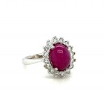 14K WHITE GOLD RING - 5.92 GR WITH RUBY AND DIAMONDS - DH-R842
