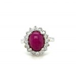 14K WHITE GOLD RING - 5.92 GR WITH RUBY AND DIAMONDS - DH-R842