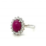 14K WHITE GOLD RING - 5.92 GR WITH RUBY AND DIAMONDS - DH-R842