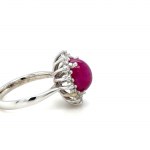 14K WHITE GOLD RING - 5.92 GR WITH RUBY AND DIAMONDS - DH-R842