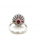 14K WHITE GOLD RING - 5.92 GR WITH RUBY AND DIAMONDS - DH-R842