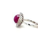 14K WHITE GOLD RING - 5.92 GR WITH RUBY AND DIAMONDS - DH-R842
