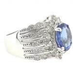 WHITE GOLD RING 9.47G WITH TANZANITE AND DIAMONDS - R20201B