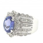 WHITE GOLD RING 9.47G WITH TANZANITE AND DIAMONDS - R20201B