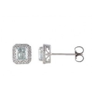 EARRINGS IN WHITE GOLD WITH LAB GROWN DIAMONDS 1.84 GRAMS - 90 - HALO EARRING