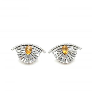 EARRINGS IN WHITE GOLD 6.04 GR WITH CITRINE QUARTZ - DH-E305