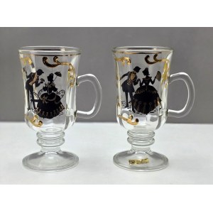 Pair of hand-painted latte glasses crystal glass - Czechoslovakia