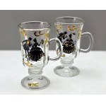 Pair of hand-painted latte glasses crystal glass - Czechoslovakia