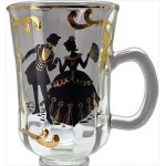Pair of hand-painted latte glasses crystal glass - Czechoslovakia