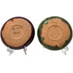 Pair of platters - mottled glazed ceramics, 1970s