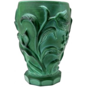 Curt Schlevogt vase - Art Deco, malachite glass with Edelweiss pattern - 1930s