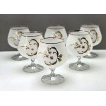 Bohemia set of six hand-decorated cognac glasses early 20th century
