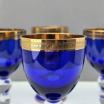 Komplet sześciu kieliszków do likieru w kolorze kobaltowym - Bohemia lata 80-te