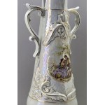 Tall ceramic vase - amphora with genre scene Ukraine 1960s