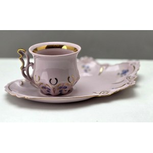 TV set pink porcelain series forget-me-nots HC Chodov 1990s