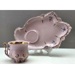 TV set pink porcelain series forget-me-nots HC Chodov 1990s