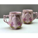 Sada dvou růžových porcelánových hrnků HC Chodov Česká republika 90. léta 20. století