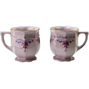 Para kubków z różowej porcelany HC Chodov lata 90-te