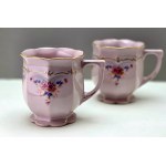 Para kubków z różowej porcelany HC Chodov lata 90-te