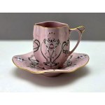 Pink porcelain cup Art Nouveau pattern - Czechoslovakia 1960s