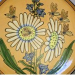 Huge ceramic platter ¶ 50 cm - Ukraine, Lviv 1960s [ bees ].