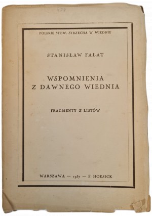 FAŁAT Stanislaw - WSPOMNIENIA DAWNEGO WIEDNIA fragments from letters, ed.1937
