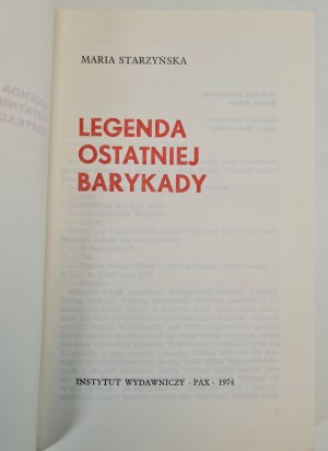 STARZYŃSKA Maria - LEGEND OF THE LAST BARRICADE