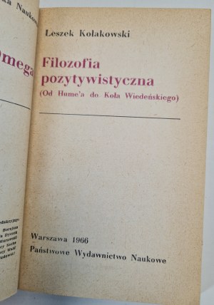 KOŁAKOWSKI Leszek - PHILOSOPHIA POZYTYWISTYCZNA (Od Huma k Vídeňskému kroužku)