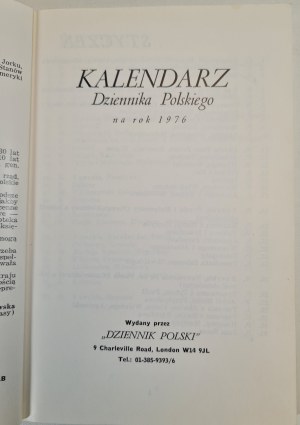 KALENDÁŘ POLSKÉHO DENÍKU na rok 1976, vydal Dziennik Polski