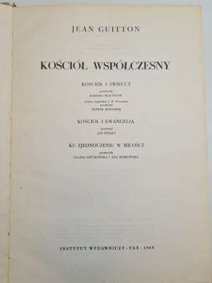 GUITTON Jean - KOŚCIÓŁ WSPÓŁCZESNY, wyd.1965
