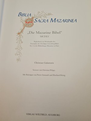 GALANTARIS BIBLIA SACRA MAZARINEA in German BIBLIA GUTENBERGA