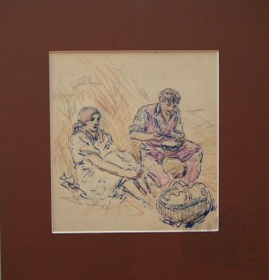 Tadeusz CIEŚLEWSKI-ojciec (1870-1956), Posiłek na wsi