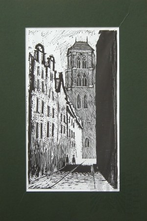 Zdzisław KRÓL (1921-2002), Gdańsk-widok na Bazylikę Mariacką
