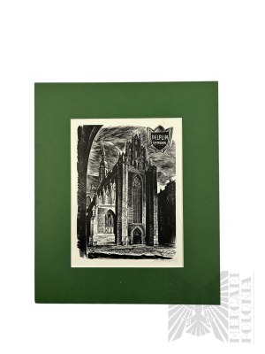 Stanisław RACZYŃSKI(1903-1982), drzeworyt z cyklu „Zabytki Polski” Pelpin - Katedra,