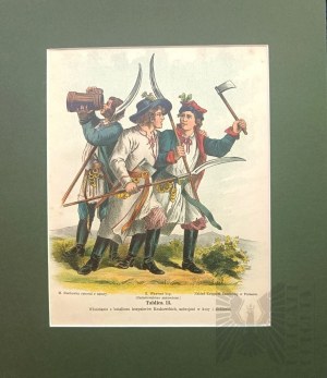Michał STACHOWICZ (1768-1825), Wojsko Polskie Kościuszki, 1894| Włościanie z batalionu kosynierów Krakowskich, uzbrojeni w kosy i siekierki.