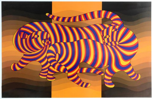 Victor Vasarely (1906-1997), Two Tigers on Gold