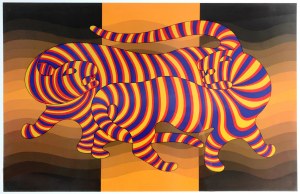 Victor Vasarely (1906-1997), Two Tigers on Gold